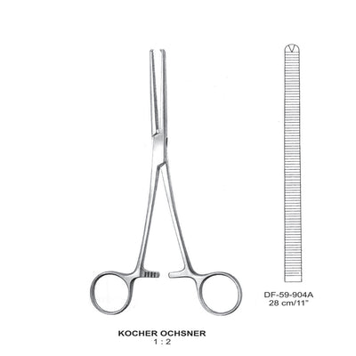 Kocher-Ochsner Artery Forceps, Straight, 1X2 Teeth, 28cm (DF-59-904A)