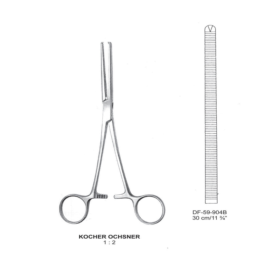 Kocher-Ochsner Artery Forceps, Straight, 1X2 Teeth, 30cm (DF-59-904B) by Dr. Frigz