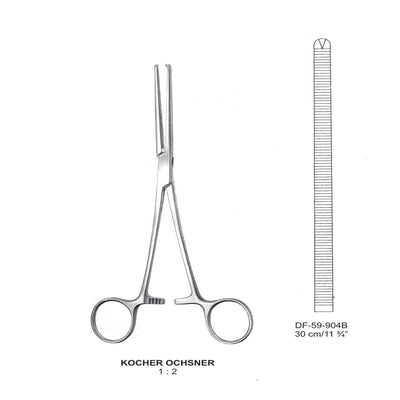 Kocher-Ochsner Artery Forceps, Straight, 1X2 Teeth, 30cm (DF-59-904B)