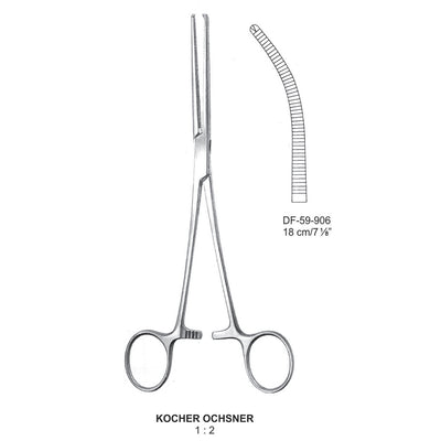 Kocher-Ochsner Artery Forceps, Curved, 1X2 Teeth, 18cm (DF-59-906) by Dr. Frigz