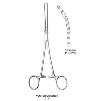 Kocher-Ochsner Artery Forceps, Curved, 1X2 Teeth, 18cm (DF-59-906)