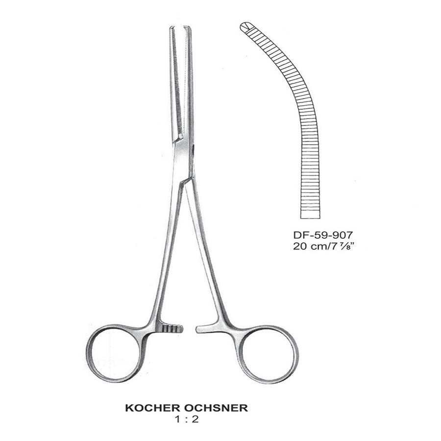 Kocher-Ochsner Artery Forceps, Curved, 1X2 Teeth, 20cm (DF-59-907) by Dr. Frigz