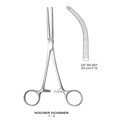 Kocher-Ochsner Artery Forceps, Curved, 1X2 Teeth, 20cm (DF-59-907)