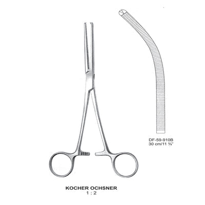 Kocher-Ochsner Artery Forceps, Curved, 1X2 Teeth, 30cm (DF-59-910B)