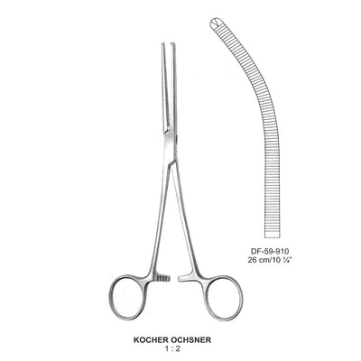 Kocher-Ochsner Artery Forceps, Curved, 1X2 Teeth, 26cm (DF-59-910)
