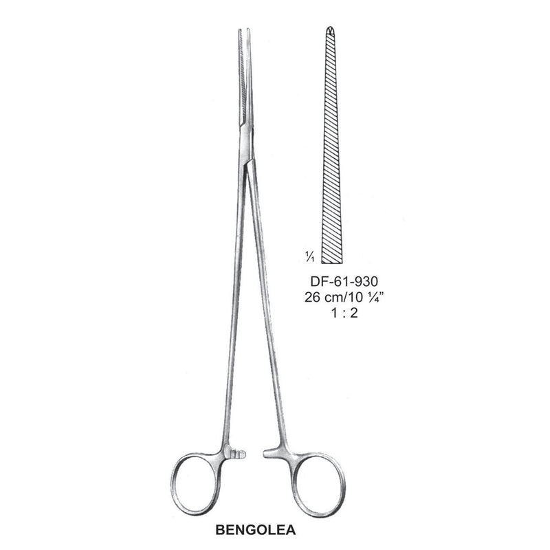 Bengolea Artery Forceps, Straight, 1X2 Teeth, 26cm (DF-61-930) by Dr. Frigz