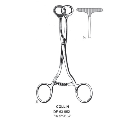 Collin Tongue Holding Forceps, T-Shaped Jaw, 16cm (DF-63-952)
