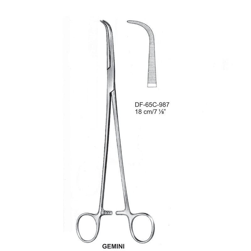 Gemini Ligature Forceps, Curved, 18cm (DF-65C-987) by Dr. Frigz