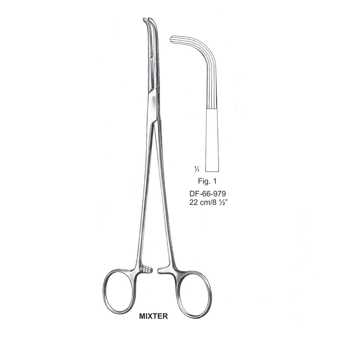 Mixter Ligature Forceps, Longitudinal Serration, Angled, Fig.1, 22cm (DF-66-979) by Dr. Frigz