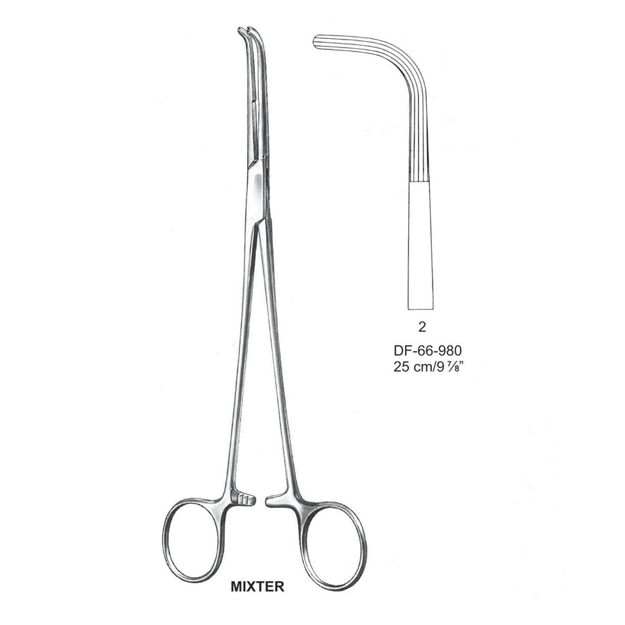 Mixter Ligature Forceps, Longitudinal Serration, Angled, Fig.2, 25cm (DF-66-980) by Dr. Frigz