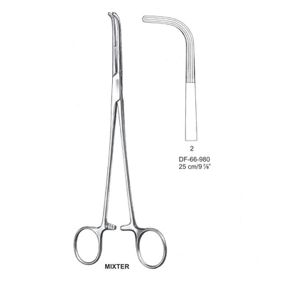 Mixter Ligature Forceps, Longitudinal Serration, Angled, Fig.2, 25cm (DF-66-980)