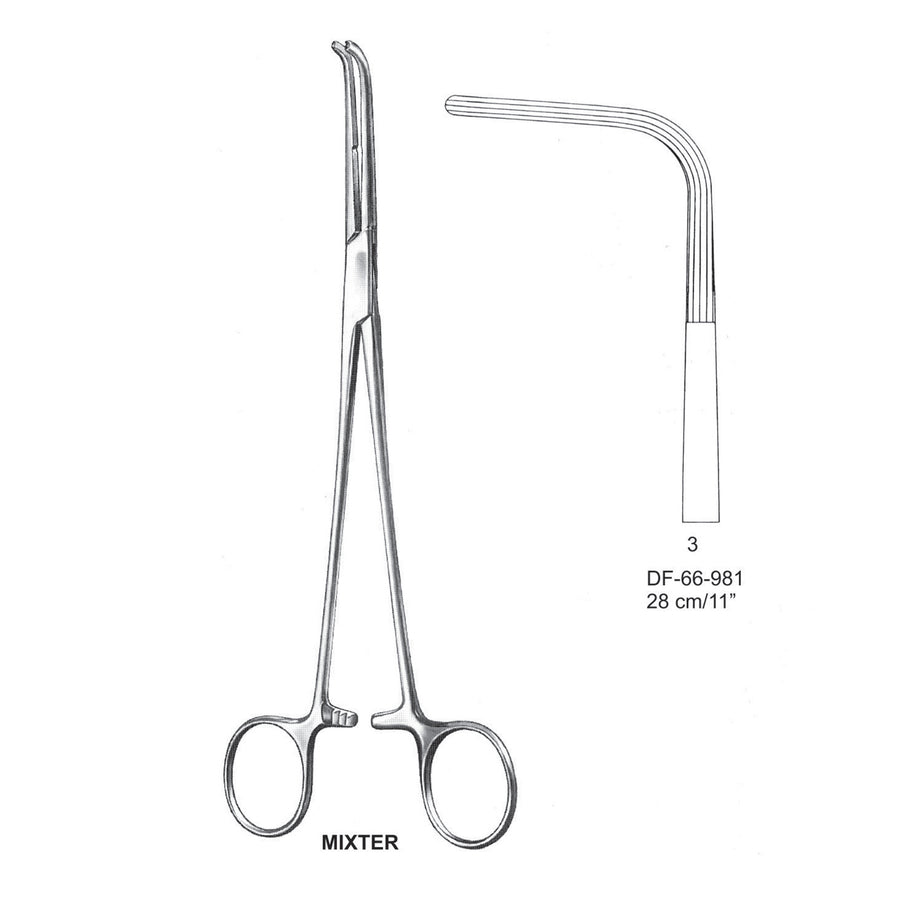 Mixter Ligature Forceps, Longitudinal Serration, Angled, Fig.3, 28cm (DF-66-981) by Dr. Frigz