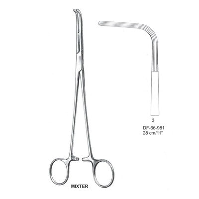 Mixter Ligature Forceps, Longitudinal Serration, Angled, Fig.3, 28cm (DF-66-981)