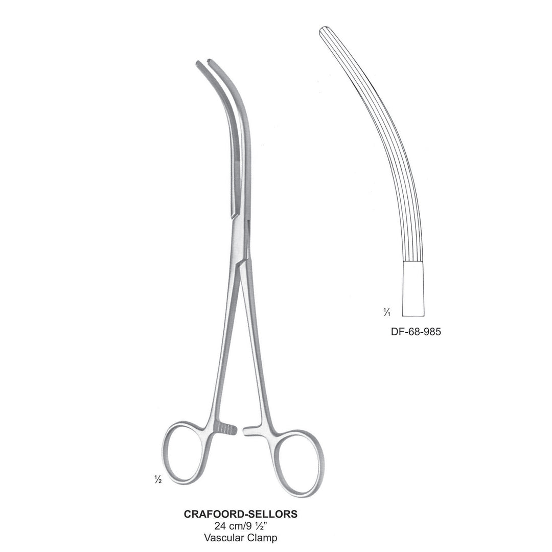 Crafoord-Sellors Vascular Clamps, Curved, 24cm  (DF-68-985) by Dr. Frigz