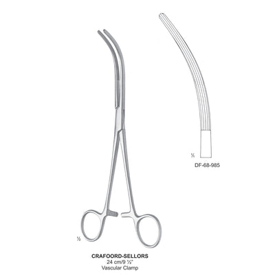 Crafoord-Sellors Vascular Clamps, Curved, 24cm  (DF-68-985)