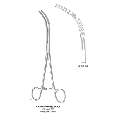 Crafoord-Sellors Vascular Clamps, Medium Curved, 24cm  (DF-68-986) by Dr. Frigz