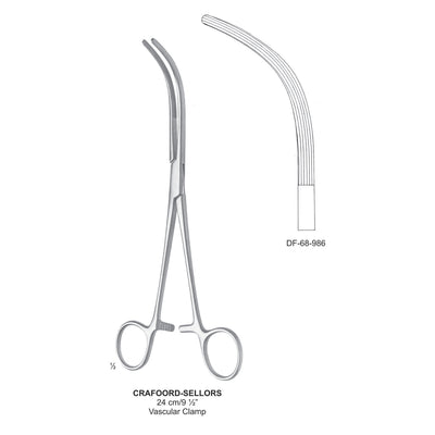 Crafoord-Sellors Vascular Clamps, Medium Curved, 24cm  (DF-68-986)