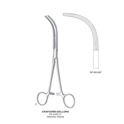 Crafoord-Sellors Vascular Clamps, Strong Curved, 24cm  (DF-68-987)