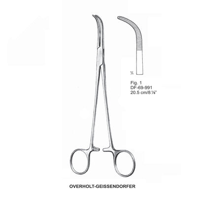 Overholt-Geissendorfer Dissecting Forceps, Curved, Fig.1, 20.5cm (DF-69-991)