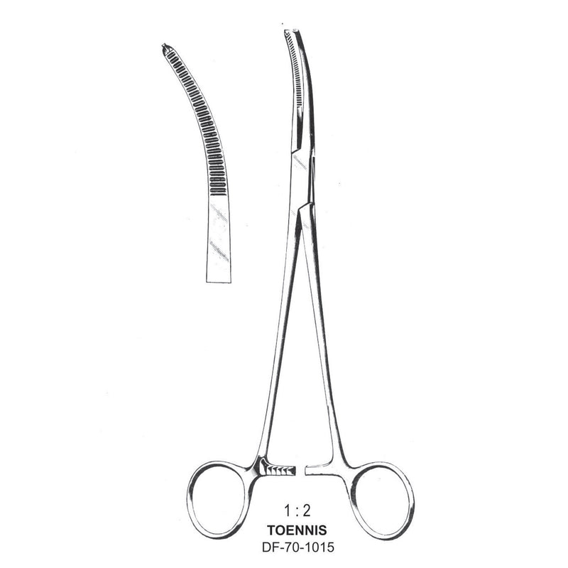 Toennis Dissecting Forceps, Curved, 1X2 Teeth, 21cm (DF-70-1015) by Dr. Frigz