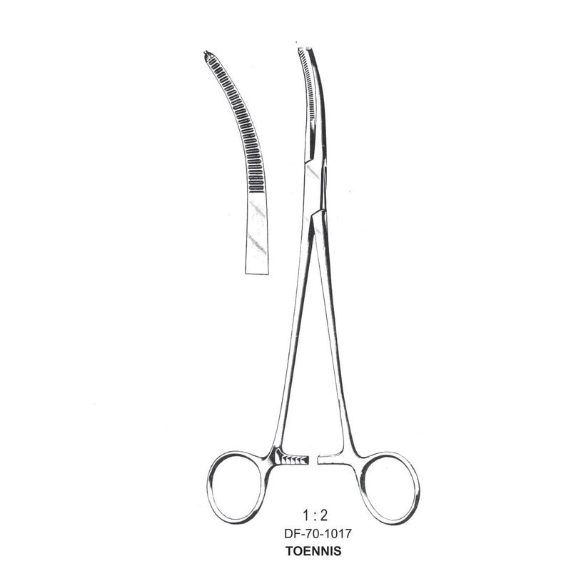 Toennis Dissecting Forceps, Curved, 1X2 Teeth, 26cm (DF-70-1017) by Dr. Frigz