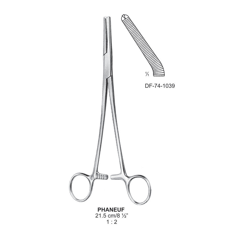 Phaneuf Artery Forceps, Angled, 1X2 Teeth, 21.5cm (DF-74-1039) by Dr. Frigz