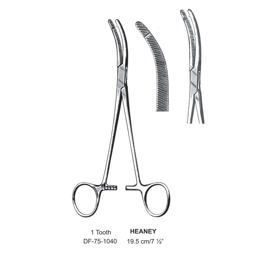 Heaney Hysterctomy Forceps, Curved,  1-Tooth, 19.5cm (DF-75-1040) by Dr. Frigz