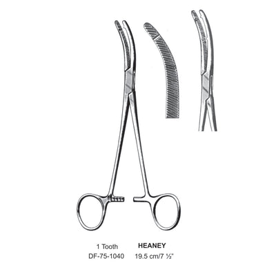 Heaney Hysterctomy Forceps, Curved,  1-Tooth, 19.5cm (DF-75-1040)