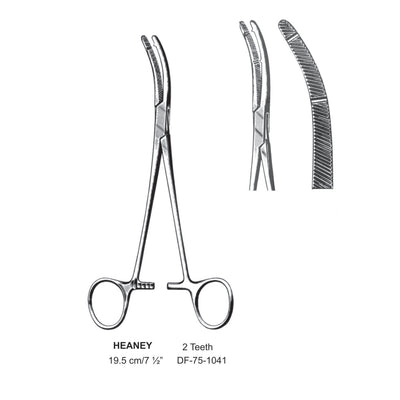 Heaney Hysterctomy Forceps, Curved,  2-Teeth, 19.5cm (DF-75-1041)