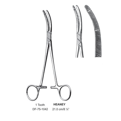 Heaney Hysterctomy Forceps, Curved,  1-Tooth, 21cm (DF-75-1042)