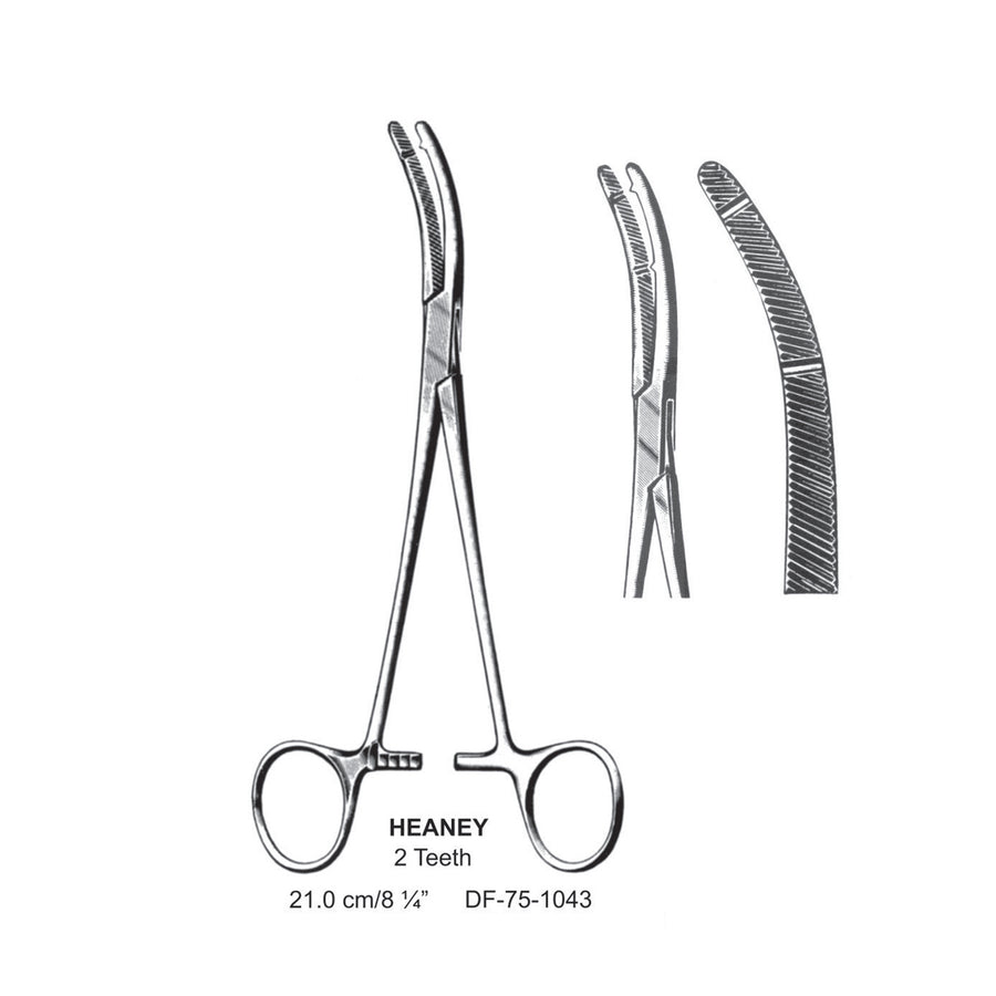 Heaney Hysterctomy Forceps, Curved,  2-Teeth, 21cm (DF-75-1043) by Dr. Frigz