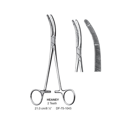 Heaney Hysterctomy Forceps, Curved,  2-Teeth, 21cm (DF-75-1043)