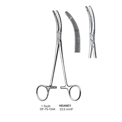 Heaney Hysterctomy Forceps, Curved,  1-Tooth, 23cm (DF-75-1044)