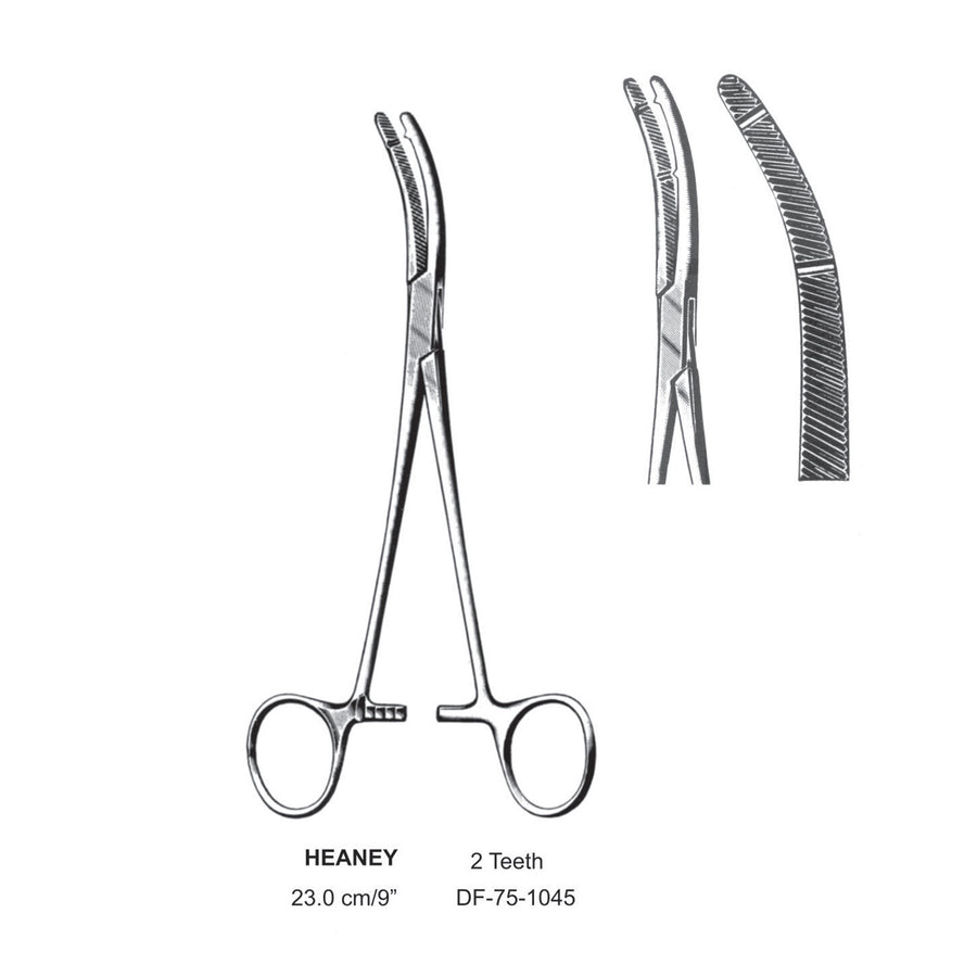 Heaney Hysterctomy Forceps, Curved,  2-Teeth, 23cm (DF-75-1045) by Dr. Frigz