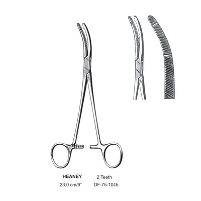 Heaney Hysterctomy Forceps, Curved,  2-Teeth, 23cm (DF-75-1045)