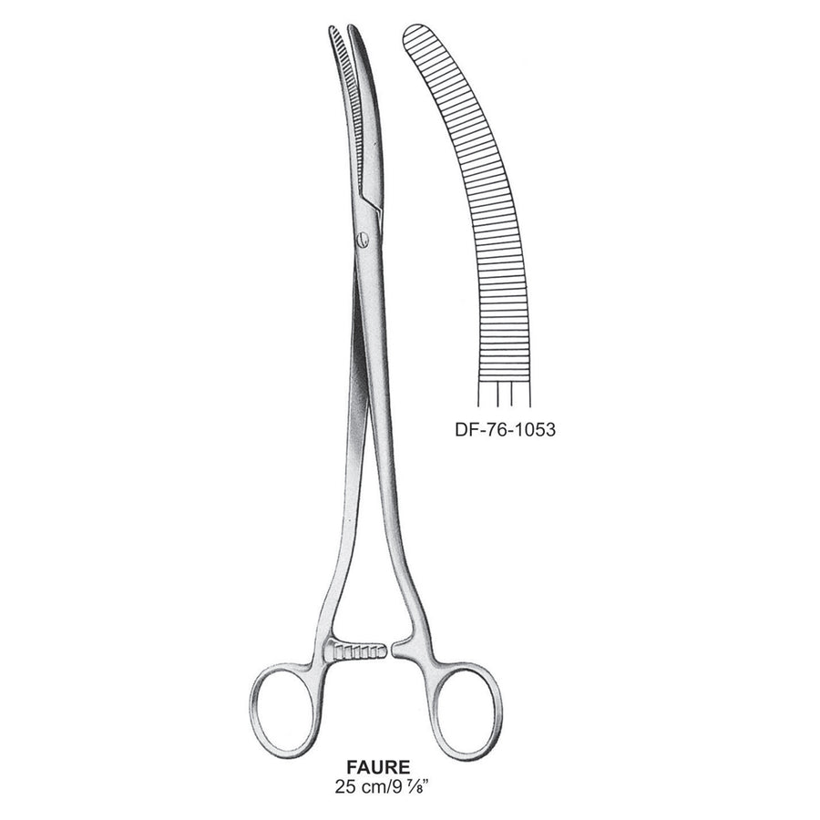 Faure Clamp Forceps, Curved, 25cm (DF-76-1053) by Dr. Frigz