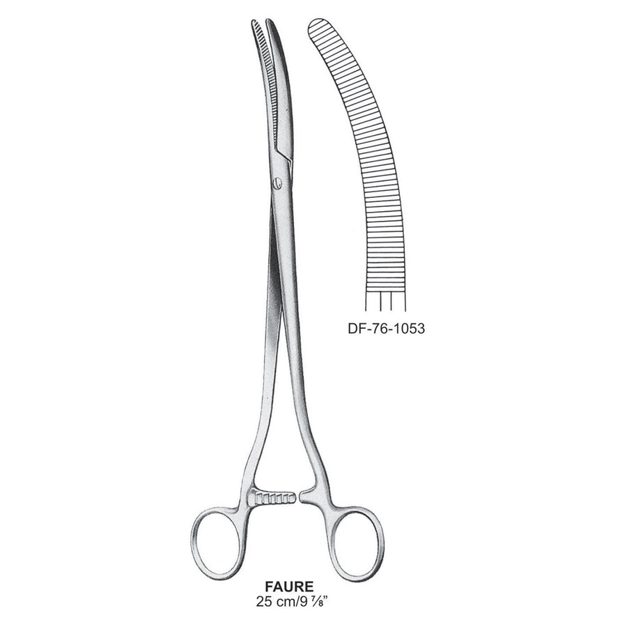 Faure Clamp Forceps, Curved, 25cm (DF-76-1053) by Dr. Frigz