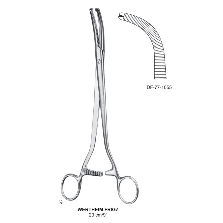 Wertheim Frigz Hysterectomy Forceps, Angled, 23cm (DF-77-1055) by Dr. Frigz