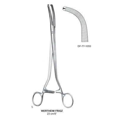 Wertheim Frigz Hysterectomy Forceps, Angled, 23cm (DF-77-1055)