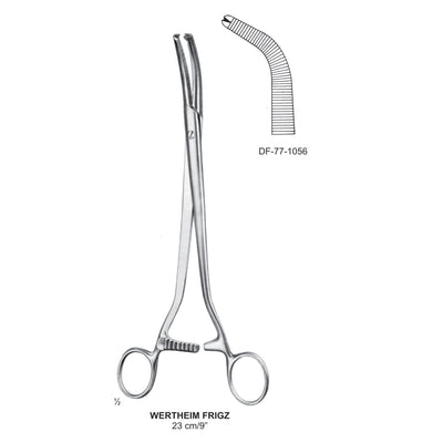 Wertheim Frigz Hysterectomy Forceps, Strong Angled, 23cm (DF-77-1056)