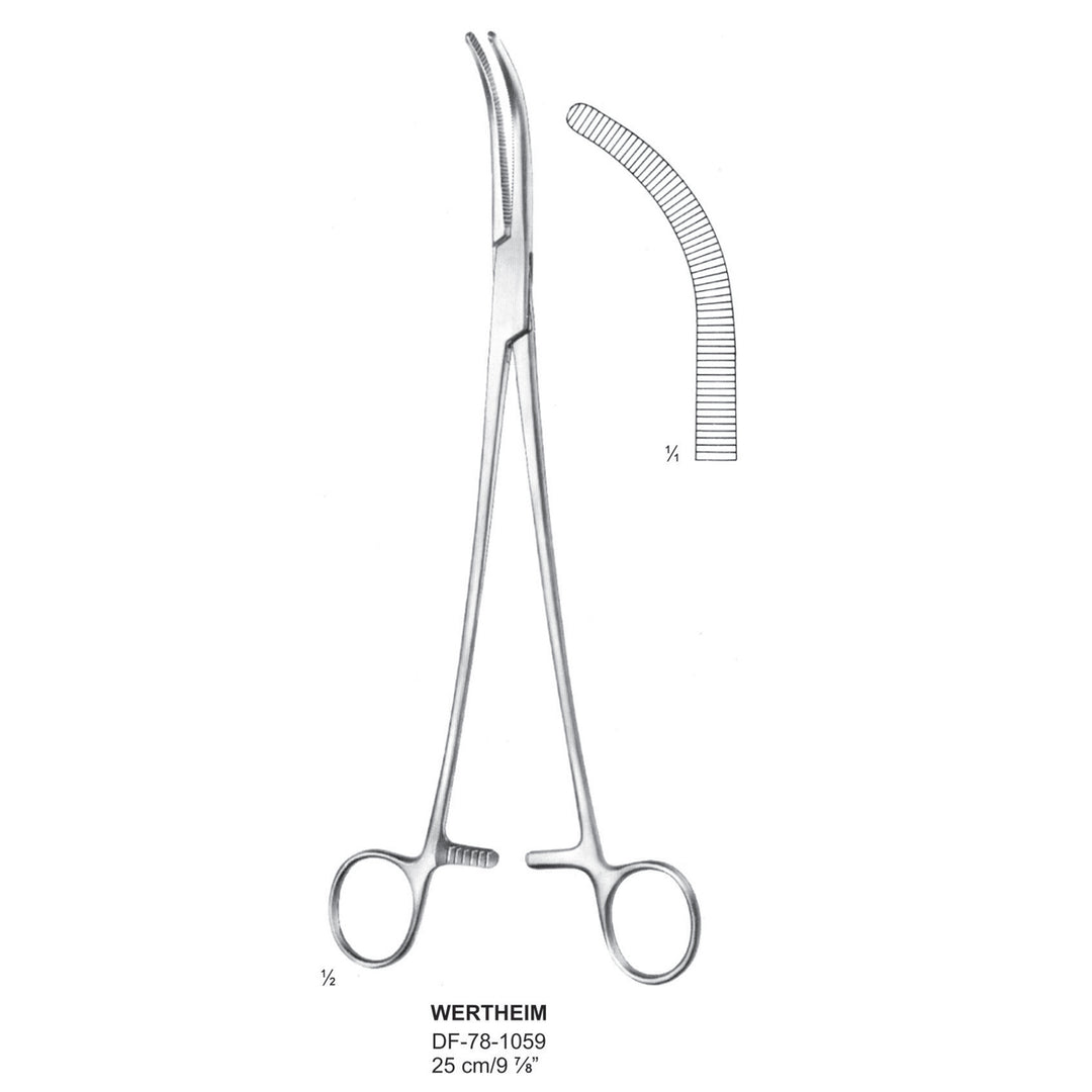 Wertheim Hysterectomy Forceps, Curved, 25cm (DF-78-1059) by Dr. Frigz