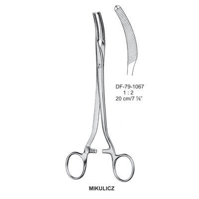 Mikulicz Peritoneal Clamp Forceps, Curved, 1X2 Teeth, 20cm  (DF-79-1067)