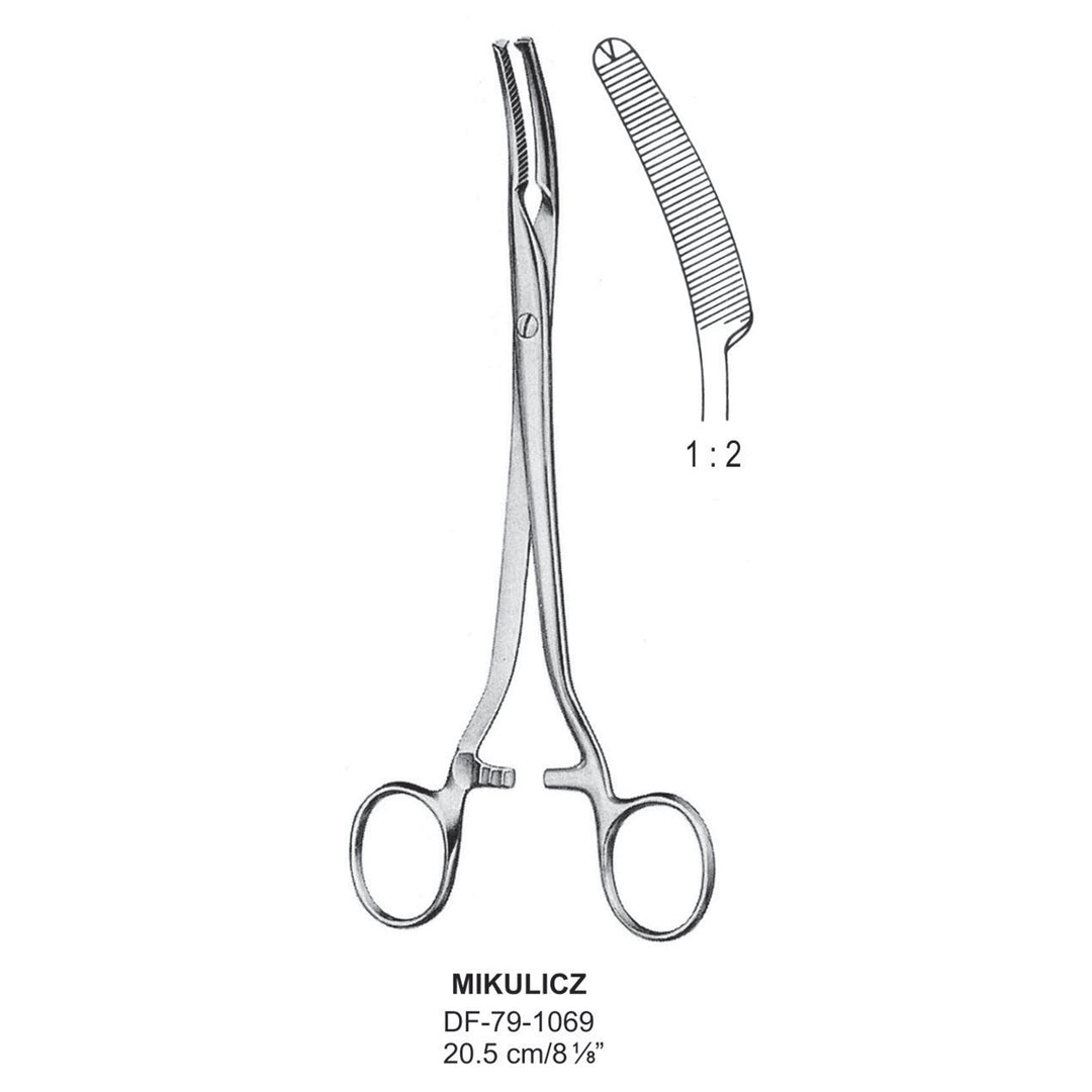 Mikulicz Peritoneal Clamp Forceps, 1X2 Teeth, 20.5cm  (DF-79-1069) by Dr. Frigz