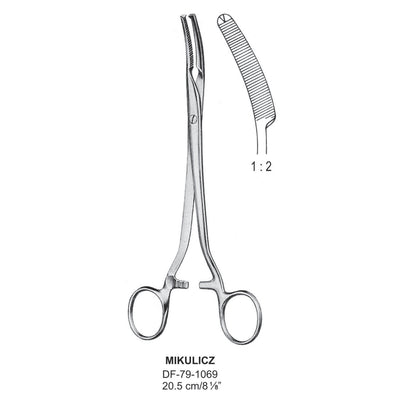 Mikulicz Peritoneal Clamp Forceps, 1X2 Teeth, 20.5cm  (DF-79-1069) by Dr. Frigz