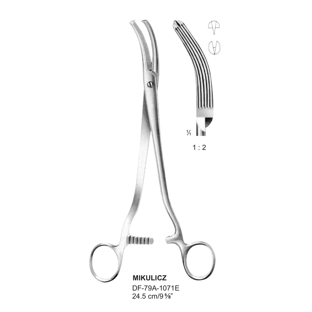 Mikulicz Peritoneal Clamp Forceps, 1X2 Teeth, 24.5cm  (DF-79A-1071E) by Dr. Frigz