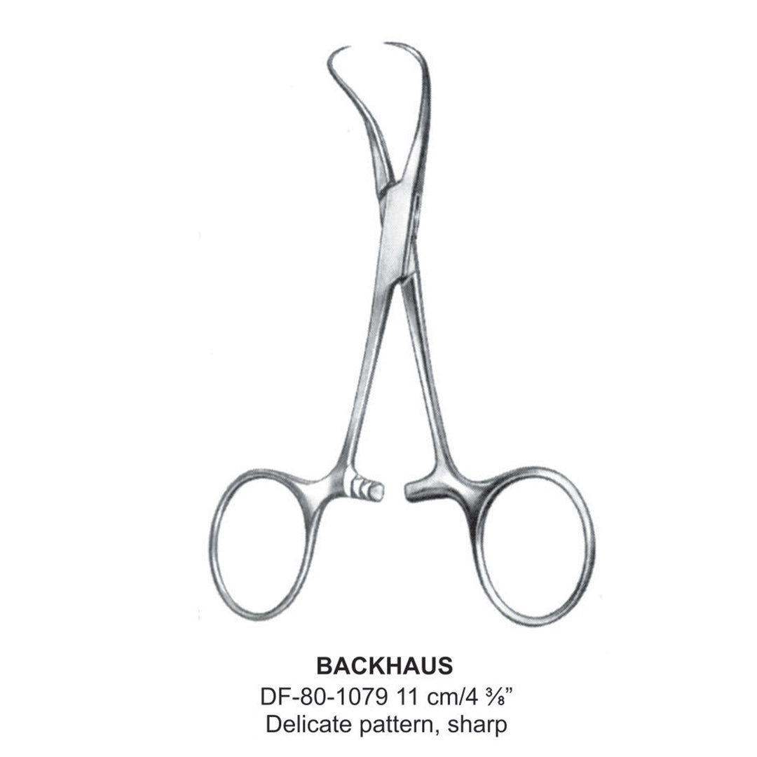 Backhaus Towel Forceps, Delicate Pattern, Sharp, 11cm (DF-80-1079) by Dr. Frigz