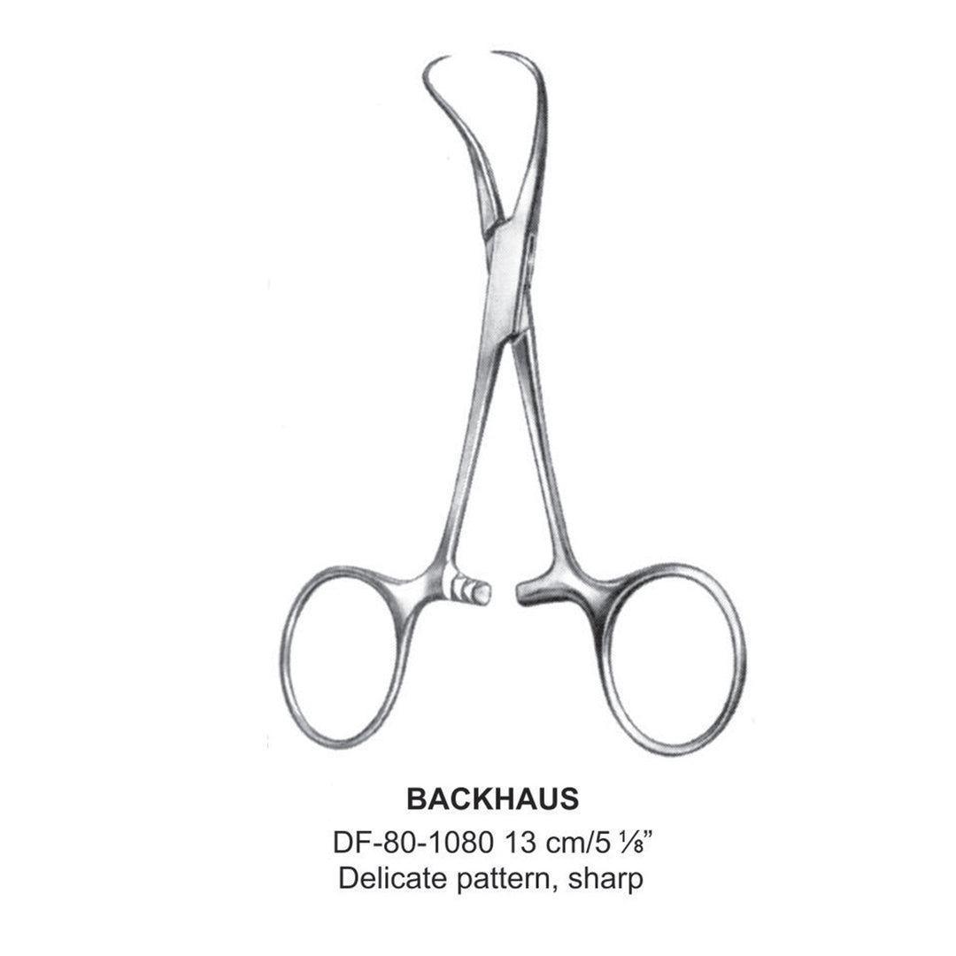 Backhaus Towel Forceps, Delicate Pattern, Sharp, 13cm (DF-80-1080) by Dr. Frigz