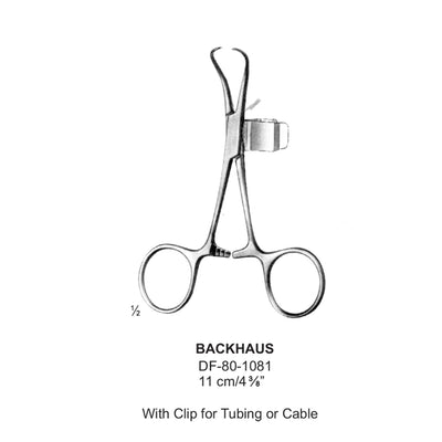 Backhaus Towel Forceps, With Clip For Tubing Or Cable, 11cm (DF-80-1081)