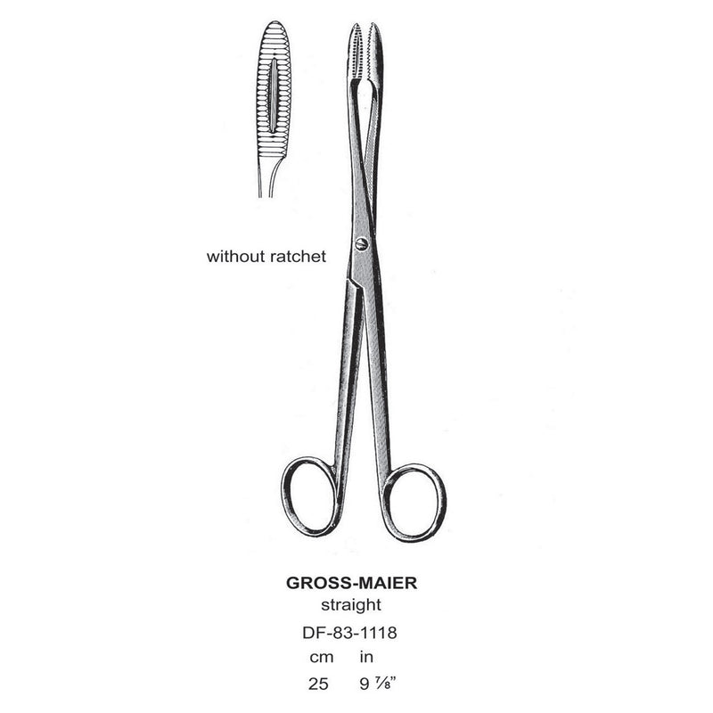 Gross-Maier Forceps, Straight, Without Ratchet, 25cm (DF-83-1118) by Dr. Frigz