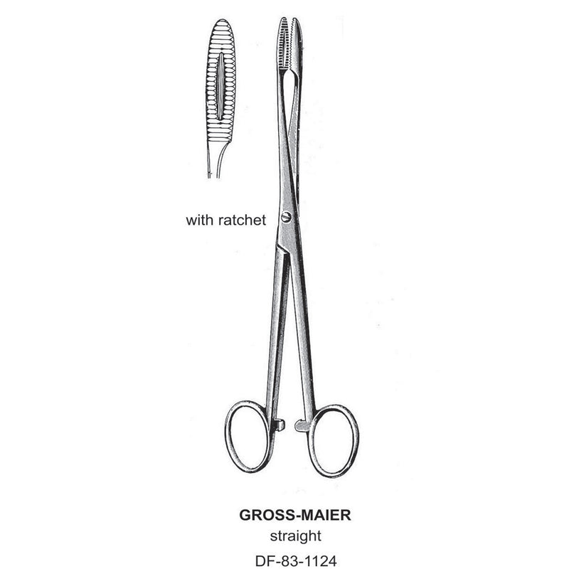 Gross-Maier Forceps, Straight, With Ratchet, 18cm (DF-83-1124) by Dr. Frigz